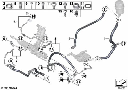 Dehnschlauch Parte 2 para BMW F10, F06, F12, F13 (OEM 32412284414). Original BMW