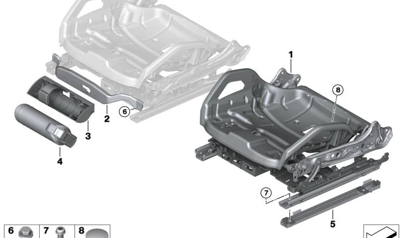 Structure des sièges sportifs électriques OEM 52108746215 pour BMW G80, G81, F90. BMW d'origine.