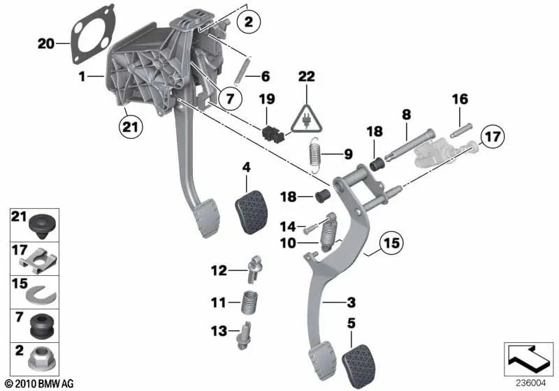 Pasador para BMW Serie 5 E60, E61, F10, F11, Serie 6 E63, E64, F06, F12, F13 (OEM 35306759929). Original BMW.