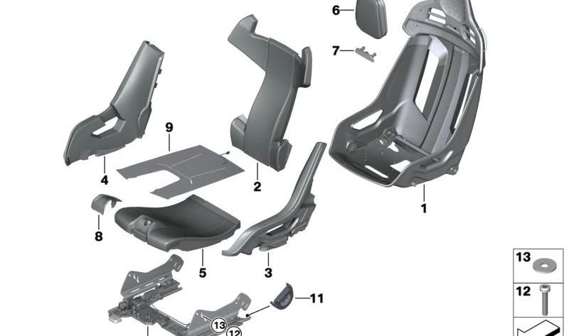 Cubierta embellecedora del asiento delantero OEM 52108067477 para BMW G80, G82, G83, F90, F93. Original BMW.