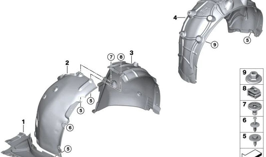 Cubierta del Arco de Rueda Parte Delantera Izquierda para BMW G26 (OEM 51718738045). Original BMW