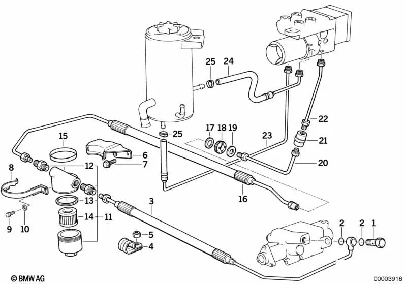 Tubería de retorno para BMW Serie 7 E32 (OEM 37131159429). Original BMW.