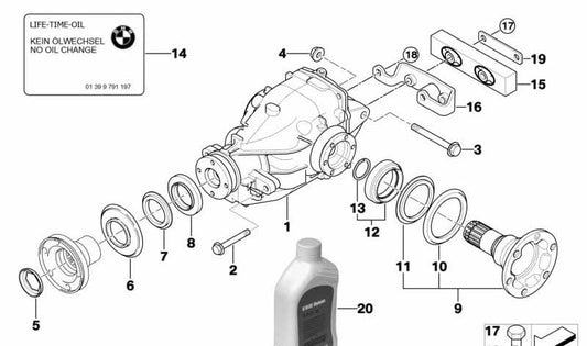 Soporte Amortiguador de Vibración para BMW Serie 3 E46 (OEM 33117527829). Original BMW