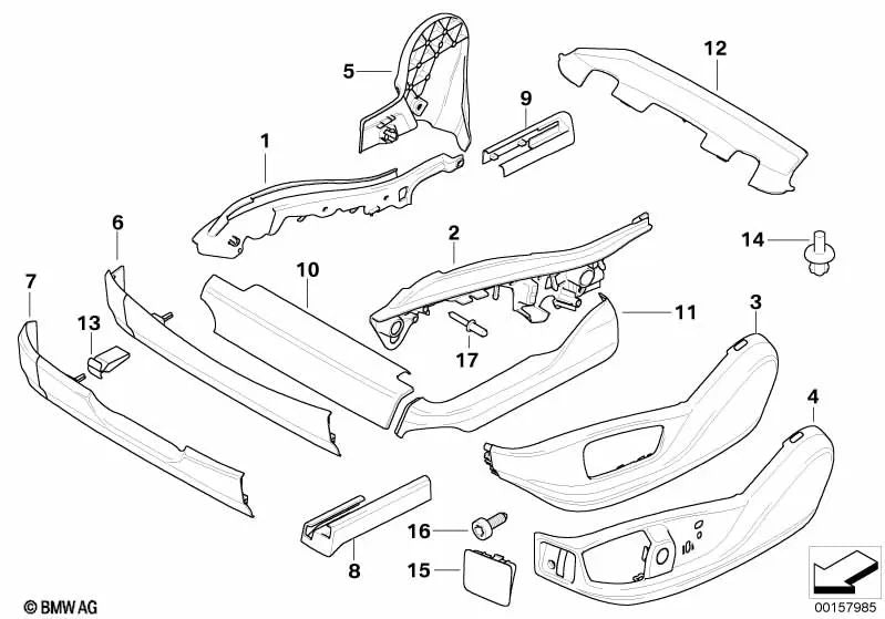 Left rear trim for BMW X5 E70, E70N X6 Series E71, E72 (OEM 52107302209). Genuine BMW