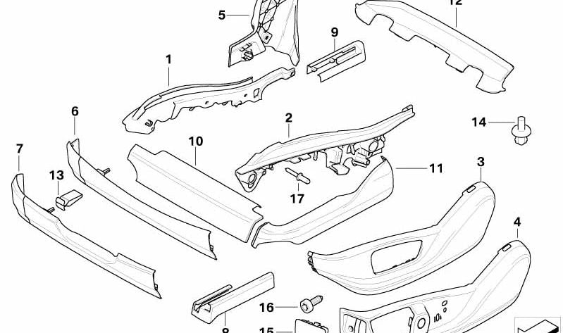 Couverture extérieure gauche du siège OEM 52107167337 pour BMW E70, E71, E72. BMW d'origine.