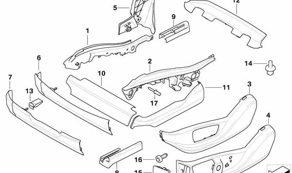 Guía de fijación del asiento derecho OEM 52107165384 para BMW E70, E71, E72. Original BMW.