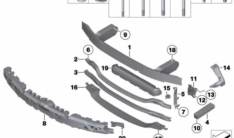 Amortiguador superior para BMW Serie 5 F10, F11 (OEM 51117903991). Original BMW