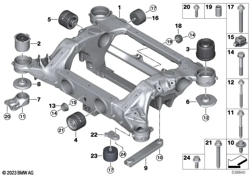 Schubstrebe pour BMW G70 (OEM 33308839024). BMW d'origine