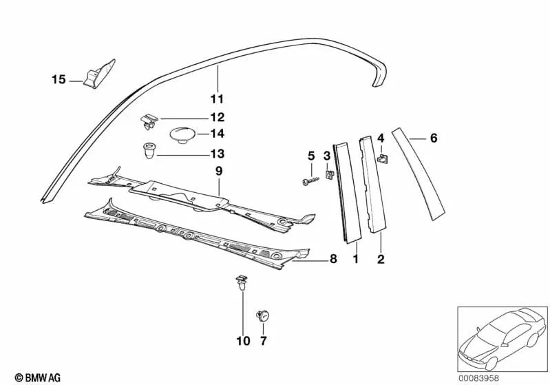 Tule para BMW E36, E34, E38, E53 (OEM 51138124389). Original BMW.