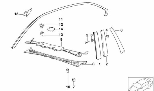 Cubierta trasera izquierda para BMW Serie 3 E36 (OEM 51348230231). Original BMW