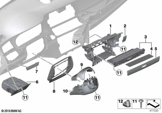 Storage Panel for BMW 5 Series F07, F07N (OEM 51169199123). Original BMW