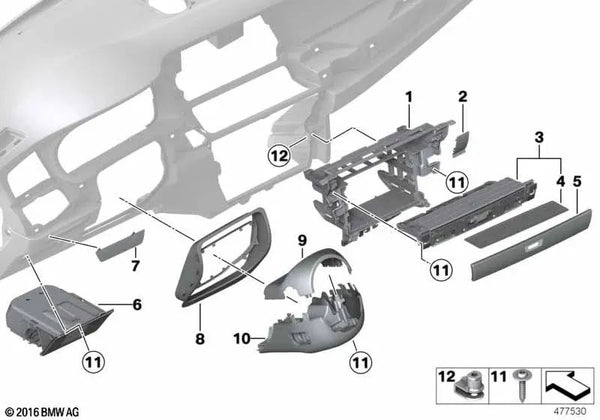 Panel de Almacenamiento para BMW Serie 5 F07, F07N (OEM 51169199123). Original BMW