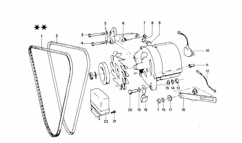 Tensor de correa OEM 12311256082 para BMW E30, E28, E24, E23. Original BMW.