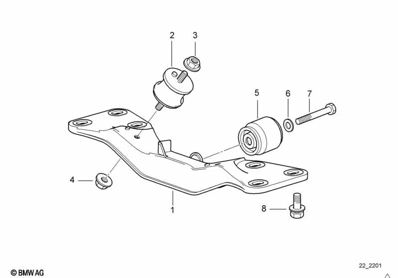 Soporte de transmisión para BMW E38 (OEM 22311092361). Original BMW.