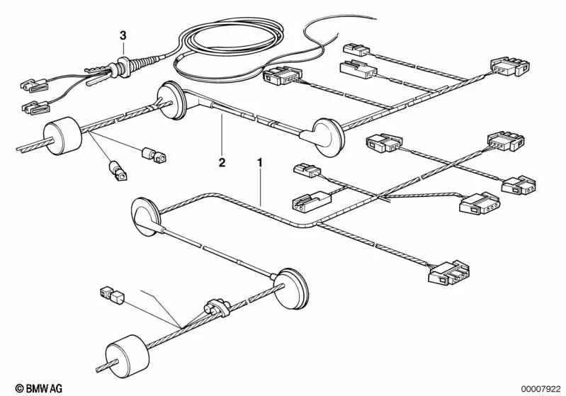 Right tailgate repair cable for BMW E34 (OEM 61108365702). Original BMW.