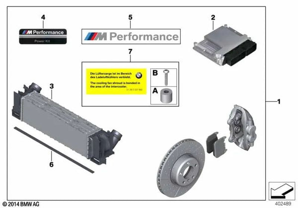 Separadores/Tornillos/Placa informativa para BMW F20N, F21N, F22, F23, F30, F31, F34, F32, F33, F36 (OEM 17512337930). Original BMW