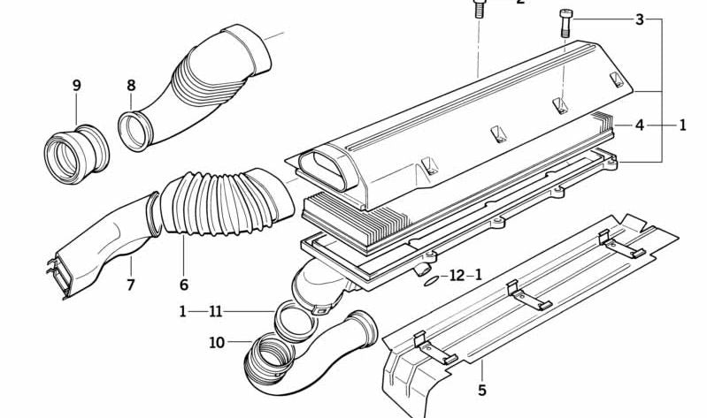 Conducto de admisión OEM 13712244285 para BMW E34. Original BMW.