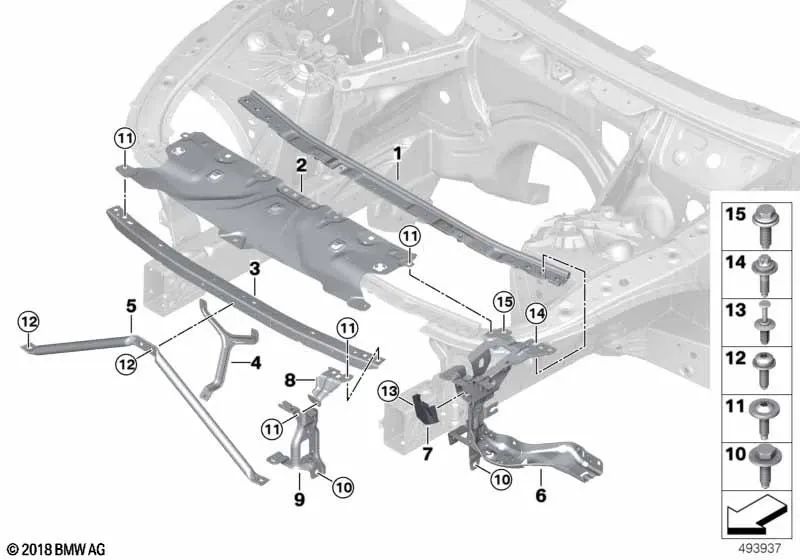 Soporte para faro izquierdo para BMW F90, G30, G31, F91, G14, G15 (OEM 51647383857). Original BMW.