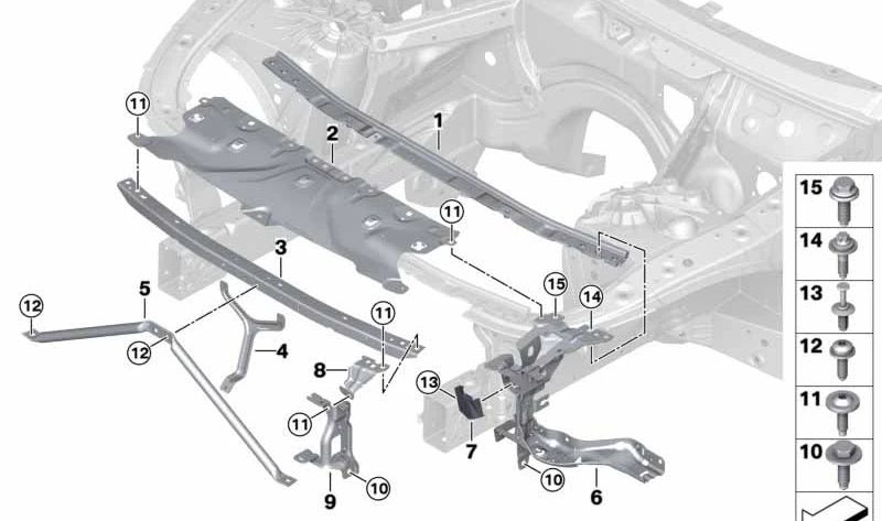 Soporte para persiana de aire izquierda OEM 51747449411 para BMW F91, F92, F93, G14, G15, G16. Original BMW.