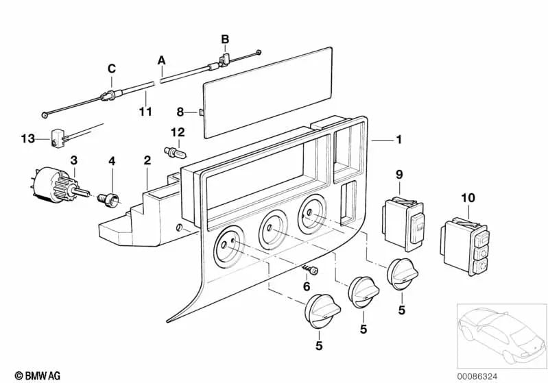 Interruptor para luneta trasera calefactable para BMW Serie 3 E36 (OEM 61318360454). Original BMW