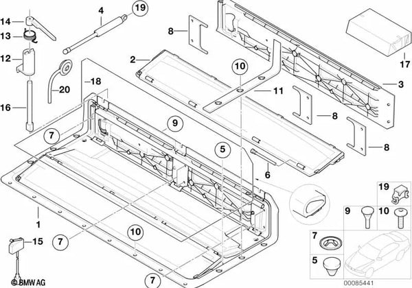 Bulón de soporte para BMW Serie 3 E46, Serie 6 E64, E64N (OEM 54318236840). Original BMW