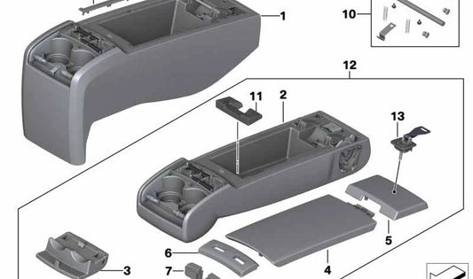 OEM 52207269430 Support arrière en cuir central pour BMW F07 (série 5 GT). BMW d'origine.