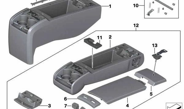 Portavasos central OEM 52207269458 para BMW Serie 5 GT (F07). Original BMW.