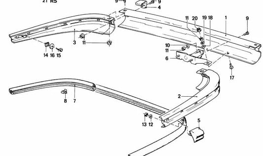 Parachoques trasero derecho para BMW E24 (OEM 51121886698). Original BMW