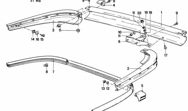 Parachoques trasero derecho para BMW E24 (OEM 51121886698). Original BMW