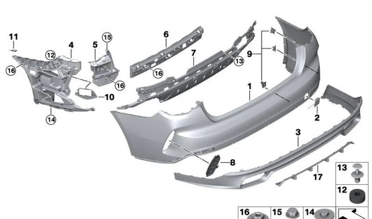 Tapa del gancho de remolque trasero OEM 51125A1DAF9 para BMW G26 (Serie 4 Gran Coupé). Original BMW