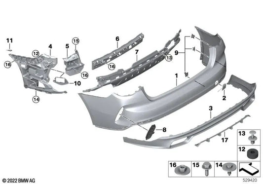 Soporte parachoques trasero derecho para BMW Serie 4 G26 (OEM 51128737072). Original BMW