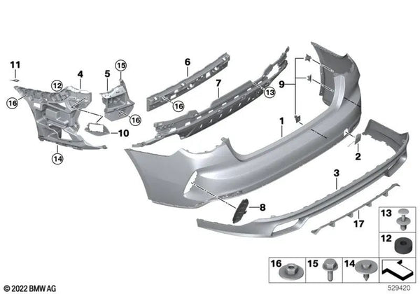 Revestimiento Parachoques Imprimado Trasero para BMW G26 (OEM 51125A1DAF8). Original BMW.