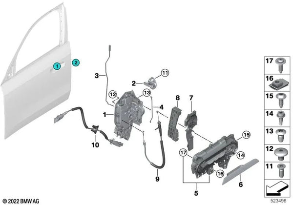 Cubierta del tirador exterior de la puerta, imprimada, derecha para BMW X1 U11 (OEM 51215A260D4). Original BMW.