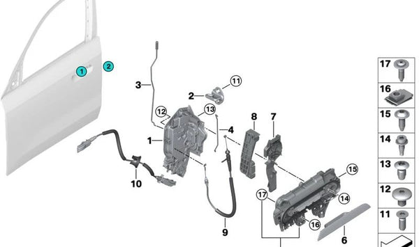 Cubierta del tirador exterior de puerta imprimado izquierda para BMW X1 U11 (OEM 51215A260D5). Original BMW.