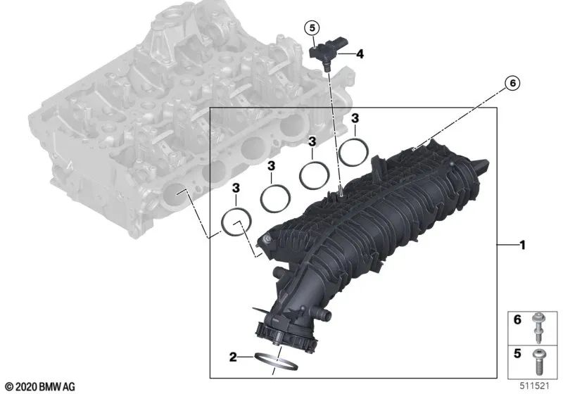 Sistema de aspiración para BMW Serie 2 G42, Serie 3 G20, G20N, G21, G21N, G28, G28N, Serie 4 G22, G23, G26, Serie 5 G30, G30N, G31, G31N, G38N, X3 G01, G01N, G08, G08N, X4 G02, G02N (OEM 11618655869). Original BMW