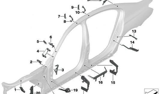 Pieza de soporte del panel frontal para BMW F90, G30, G31, G38, G32, G11, G12, F91, G14 (OEM 41007330413). Original BMW