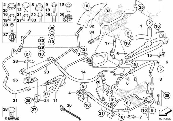 Tubo de expansión Dynamic Drive para BMW E60, E61, E63N, E64N (OEM 32416767893). Original BMW