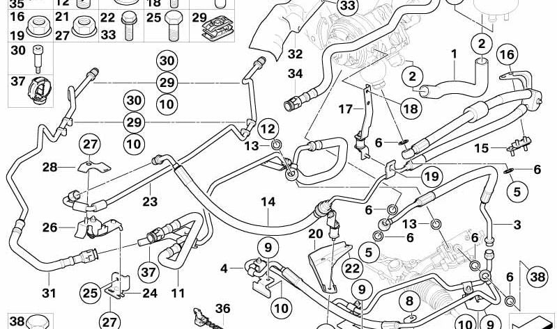 Tubo de expansión para BMW Serie 5 E60, E61, E60N, E61N, Serie 6 E63N, E64N (OEM 32416761495). Original BMW