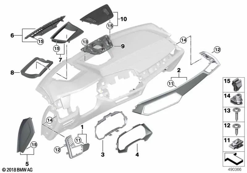 Adaptador Embellecedor Combinación de Instrumentos para BMW X5 F95, G05 X6 F96, G06 X7 G07 (OEM 51456839029). Original BMW