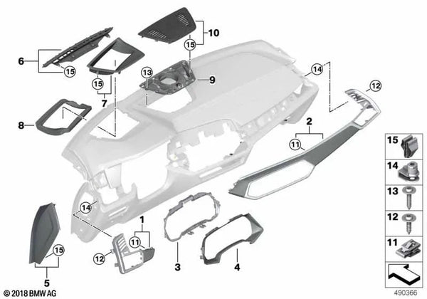 Blende Instrumentenkombi para BMW X5 F95, G05 Serie X6 F96, G06, Serie X7 G07 (OEM 51459399311). Original BMW