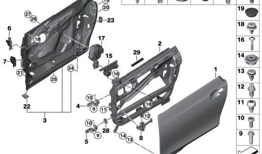 Cubierta bisagra delantera izquierda superior para BMW I01, I01N (OEM 51417363177). Original BMW