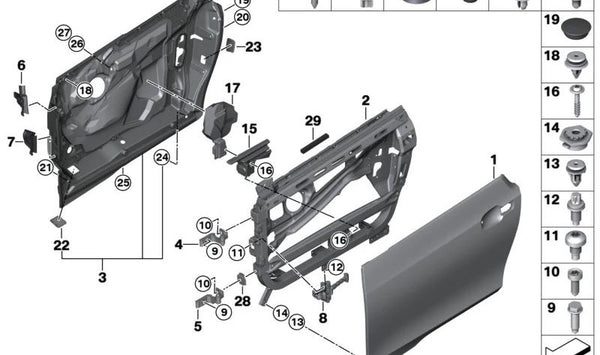 Crashpad Puerta exterior izquierda para BMW I01, I01N (OEM 51717316455). Original BMW