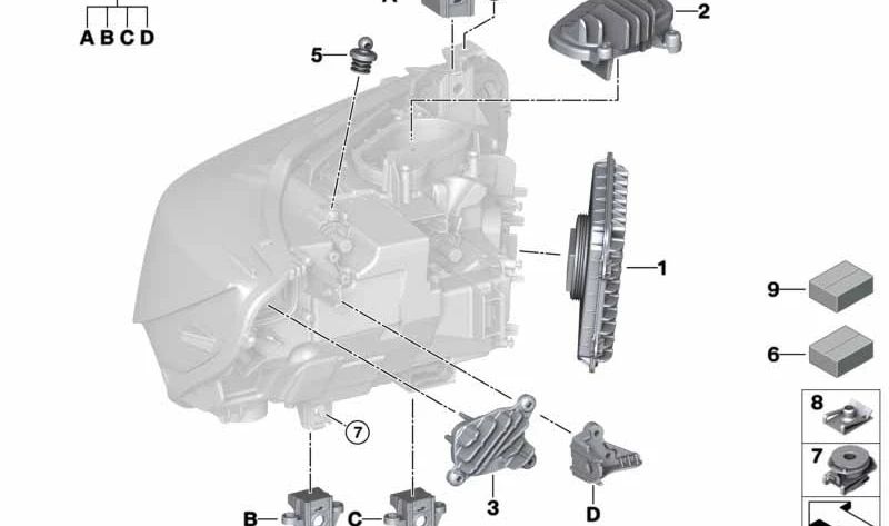 LED LED Luz Luz a destra OEM 63117493228 per BMW F80, F32, F33, F36, F82, F83. BMW originale.