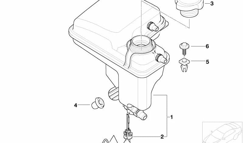 Depósito de expansión del líquido refrigerante OEM 17137647713 para BMW E65, E66. Original BMW.