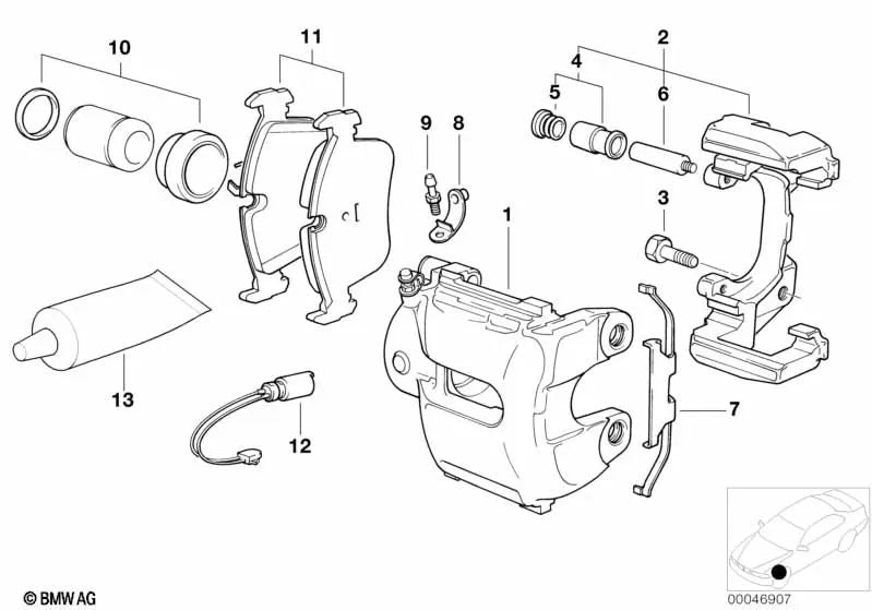 Sensor de Pastillas de Frenos para BMW Serie 3 E46, Z4 E85 (OEM 34351164371). Original BMW