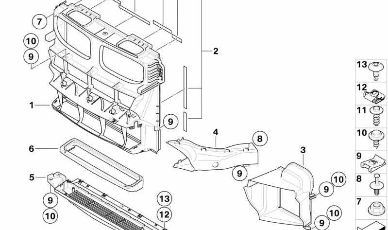 Air duct for Oil Cooling Right Front Engine 51717205946 for BMW E70, E71. Original BMW.