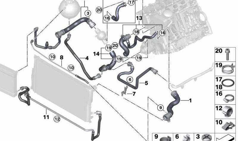 Tubería de ventilación OEM 17128651450 para BMW F07, F10, F11, F18. Original BMW.