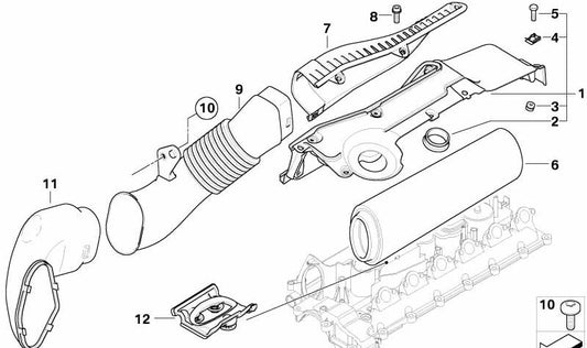 Canal de admisión para BMW Serie 5 E60, E61 (OEM 13717790056). Original BMW