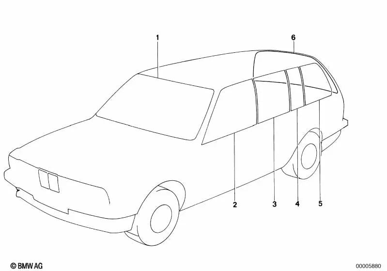 Parabrisas transparente para BMW Serie 3 E30 (OEM 51311876150). Original BMW.