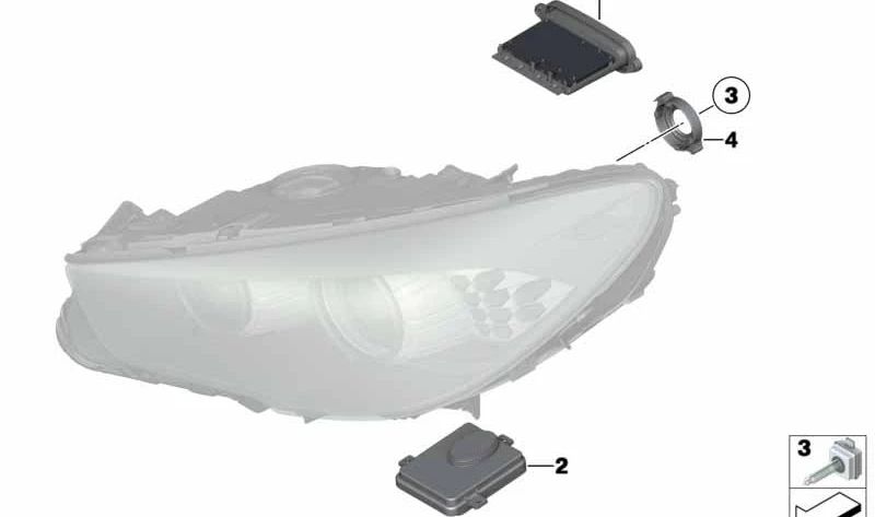 Módulo de Control del Faro Xenón para BMW Serie 5 F10N, F11N, F18N (OEM 63117355073). Original BMW